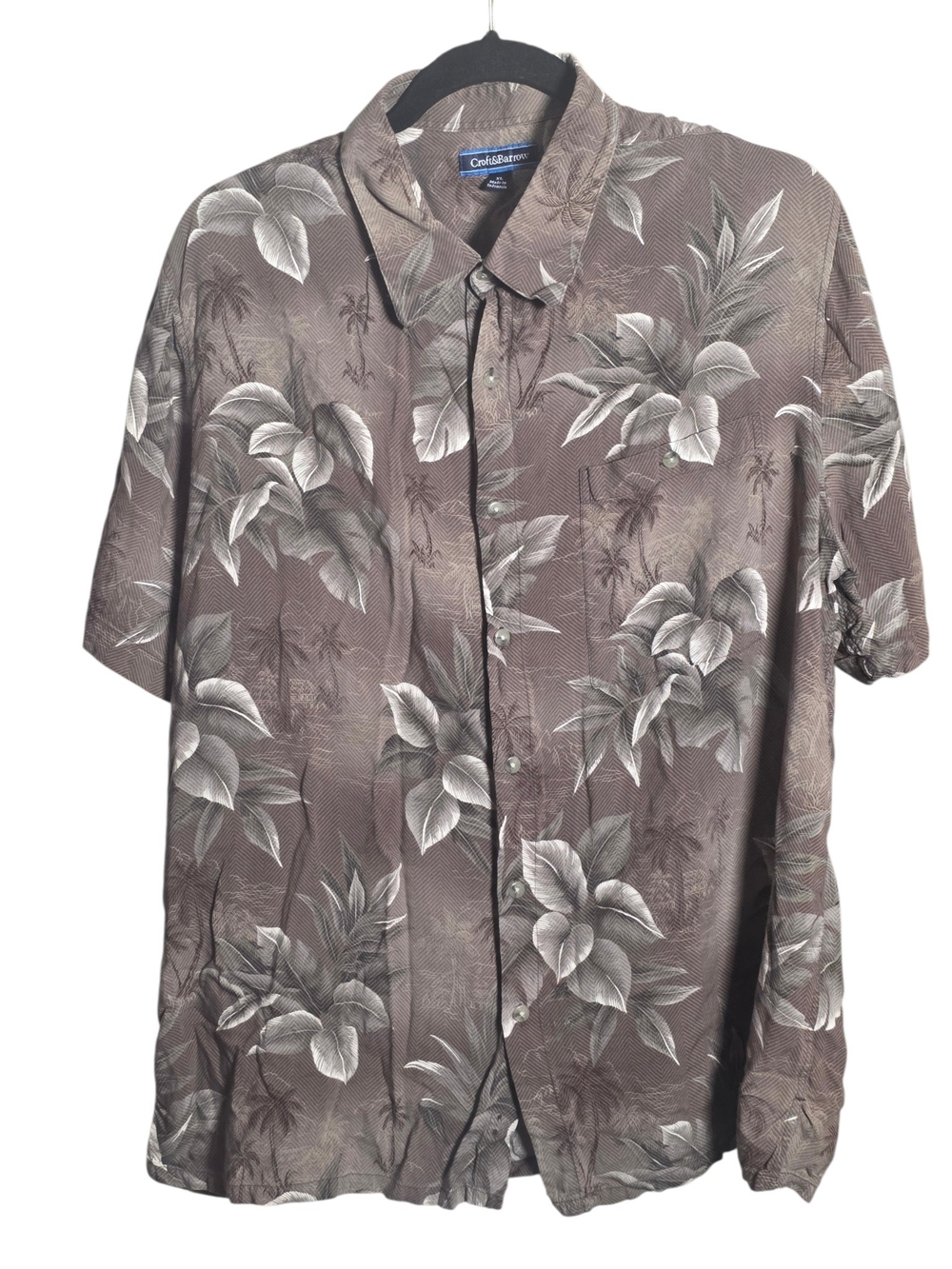 Croft & Barrow Brown Floral Short-Sleeve Button-Up Shirt